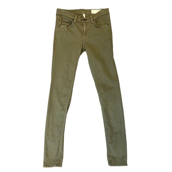 Rag & Bone Skinny Jeans Womens 26 Army Green Super Stretch Mid Rise Denim - Picture 1 of 11